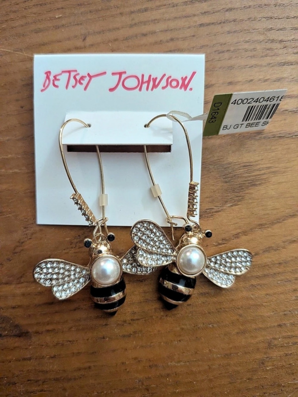 Betsey Johnson Bumble Bee Drop Earrings Gold & Silver
